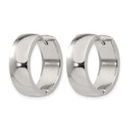 Stainless Steel Polished Hinged Huggie Hoop Earrings