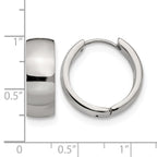 Stainless Steel Polished Hinged Huggie Hoop Earrings