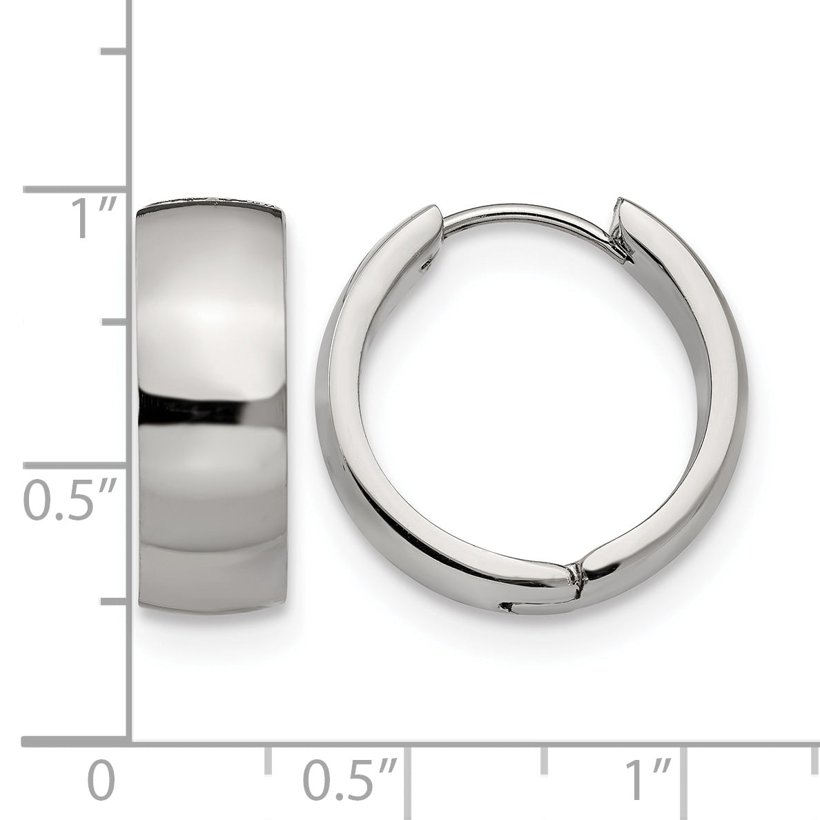 Stainless Steel Polished Hinged Huggie Hoop Earrings