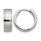 Stainless Steel Polished Hinged Huggie Hoop Earrings