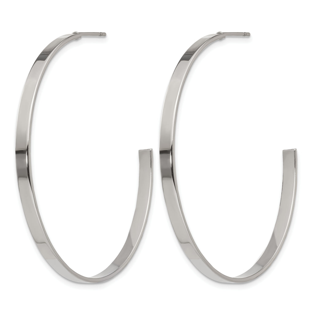 Stainless Steel Polished C-Hoop Earrings for Women