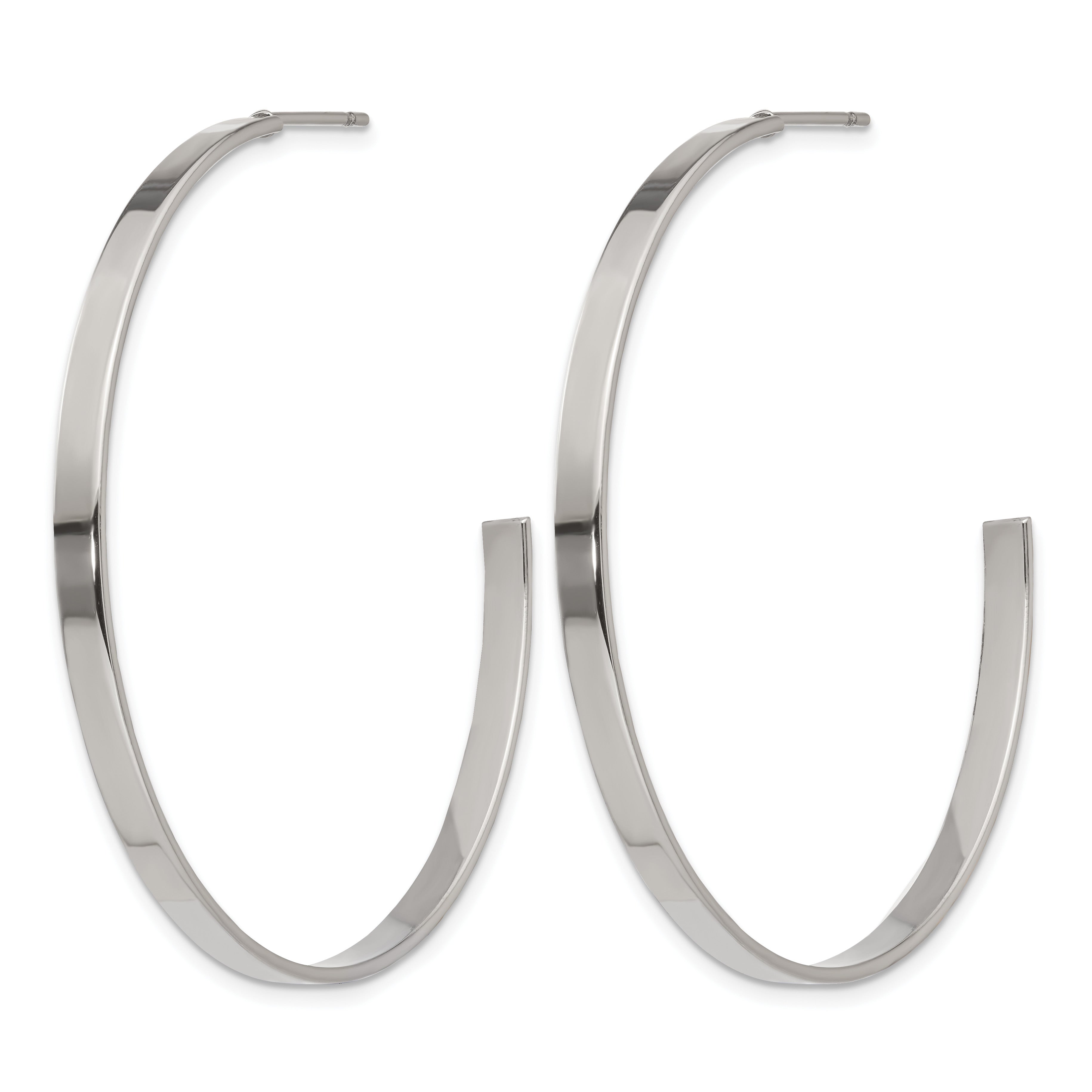 Stainless Steel Polished C-Hoop Earrings for Women