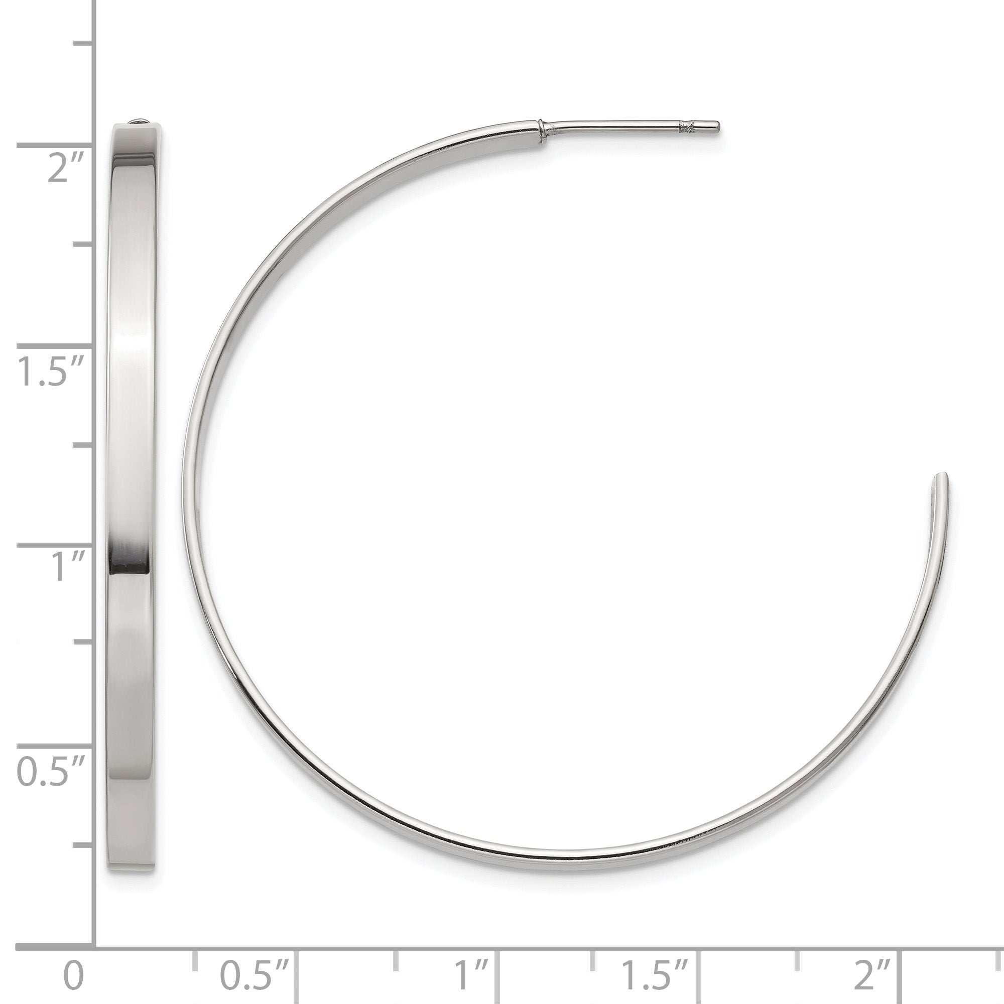 Stainless Steel Polished C-Hoop Earrings for Women
