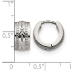 Stainless Steel Polished Textured Hinged Huggie Hoop Earrings