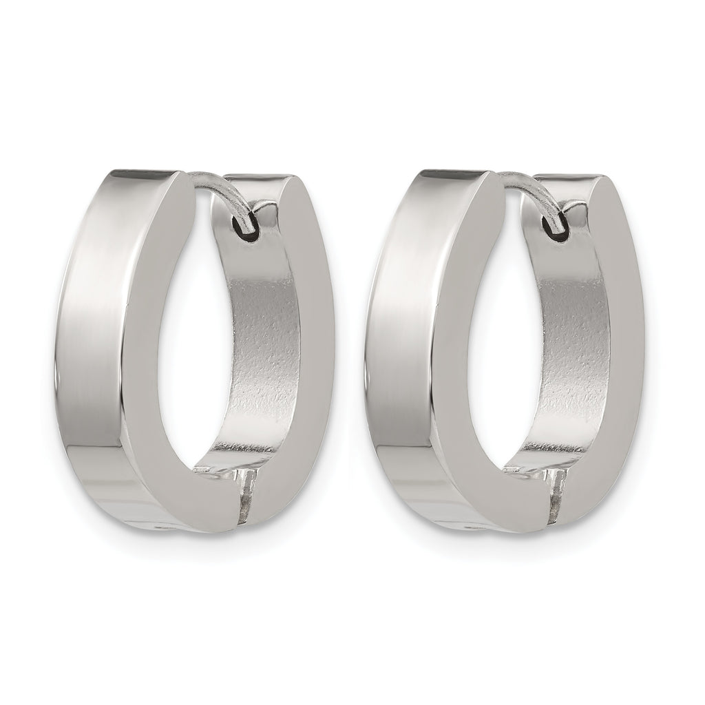 Stainless Steel Polished Hinged Huggie Hoop Earrings