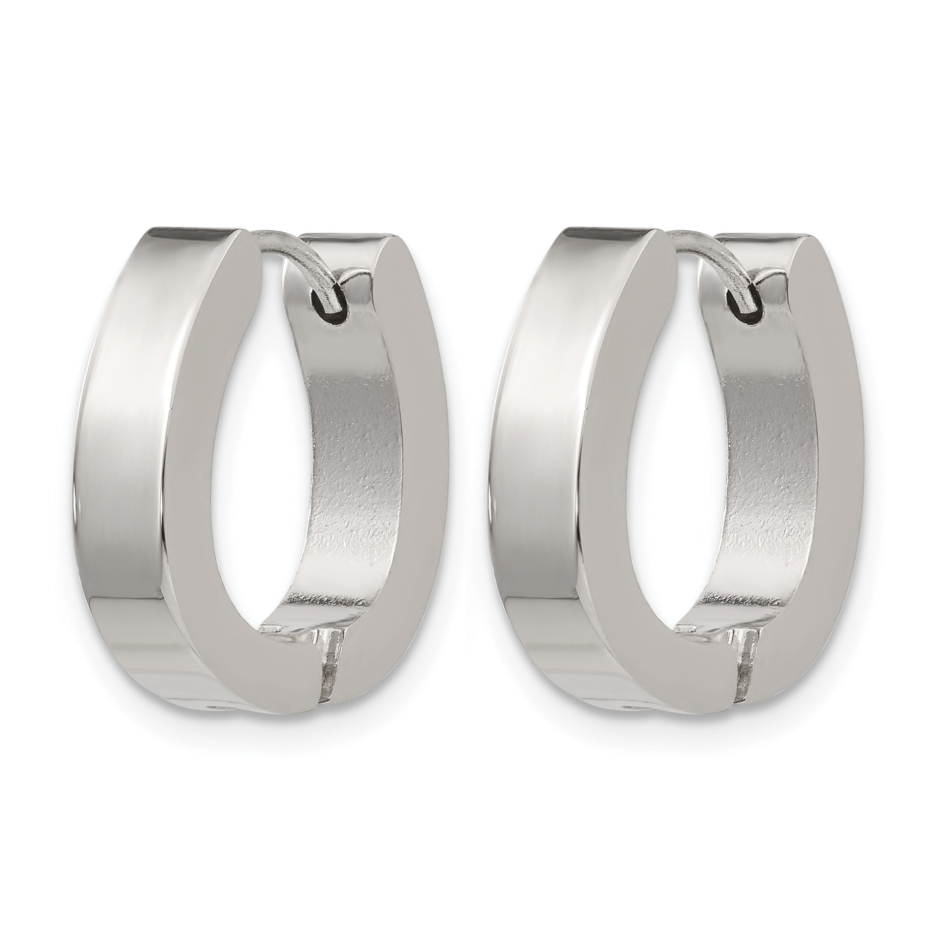 Stainless Steel Polished Hinged Huggie Hoop Earrings