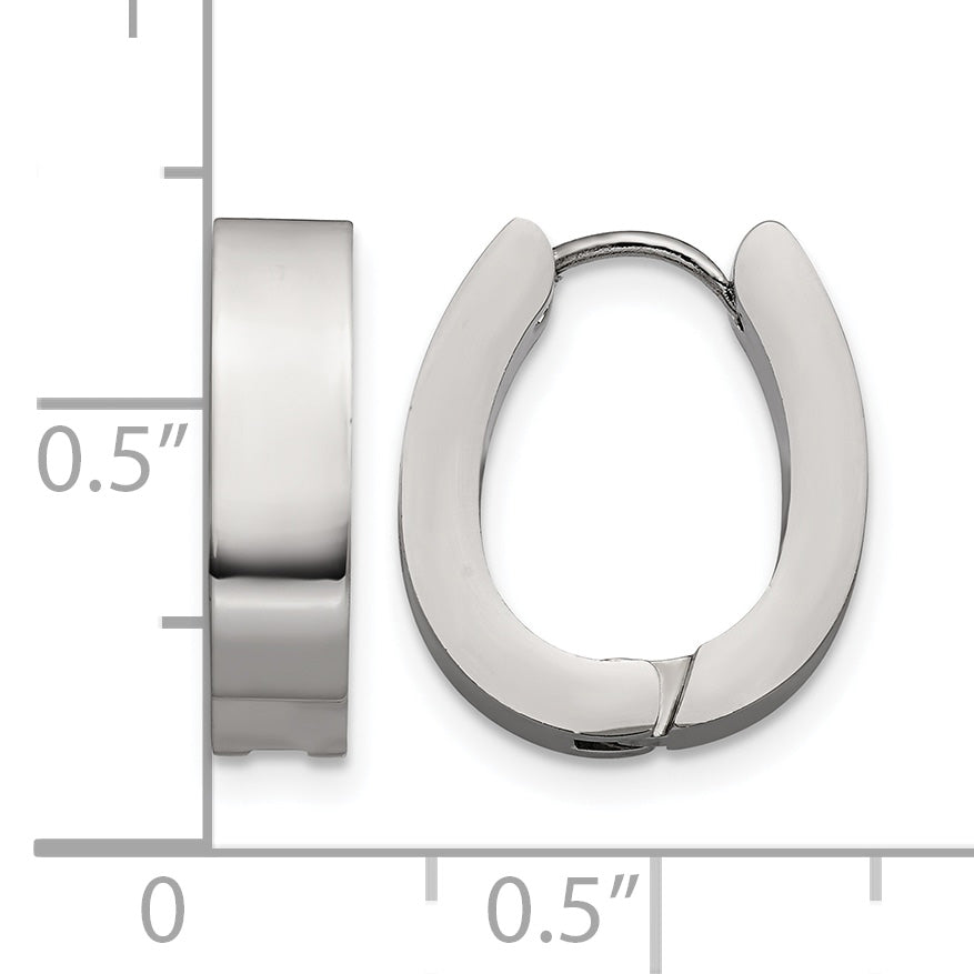 Stainless Steel Polished Hinged Huggie Hoop Earrings