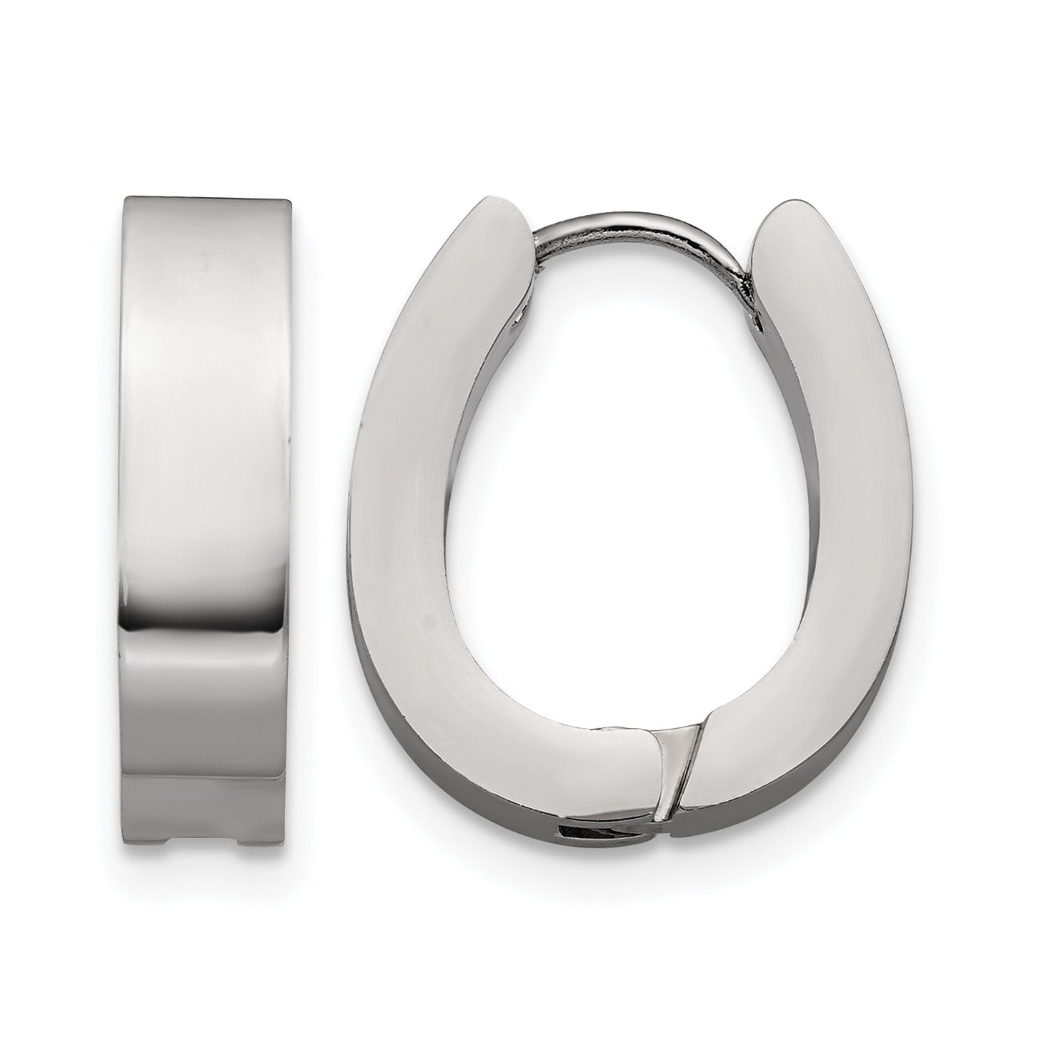 Stainless Steel Polished Hinged Huggie Hoop Earrings
