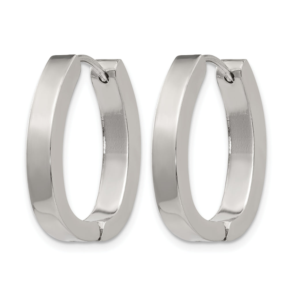 Stainless Steel Polished Hinged Huggie Hoop Earrings for Women