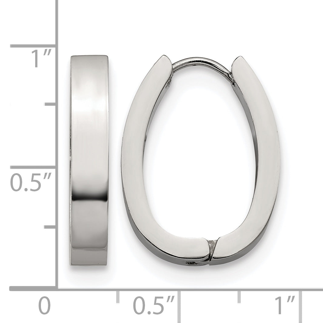 Stainless Steel Polished Hinged Huggie Hoop Earrings for Women