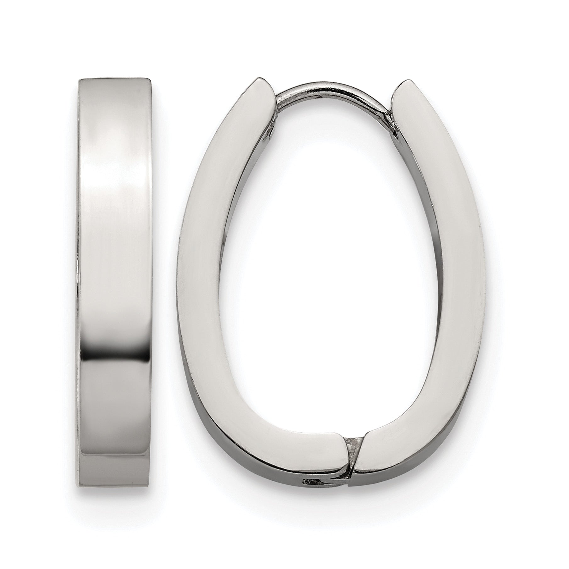 Stainless Steel Polished Hinged Huggie Hoop Earrings for Women
