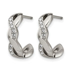 Stainless Steel Polished Crystal J-Hoop Earrings for Women