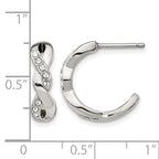 Stainless Steel Polished Crystal J-Hoop Earrings for Women