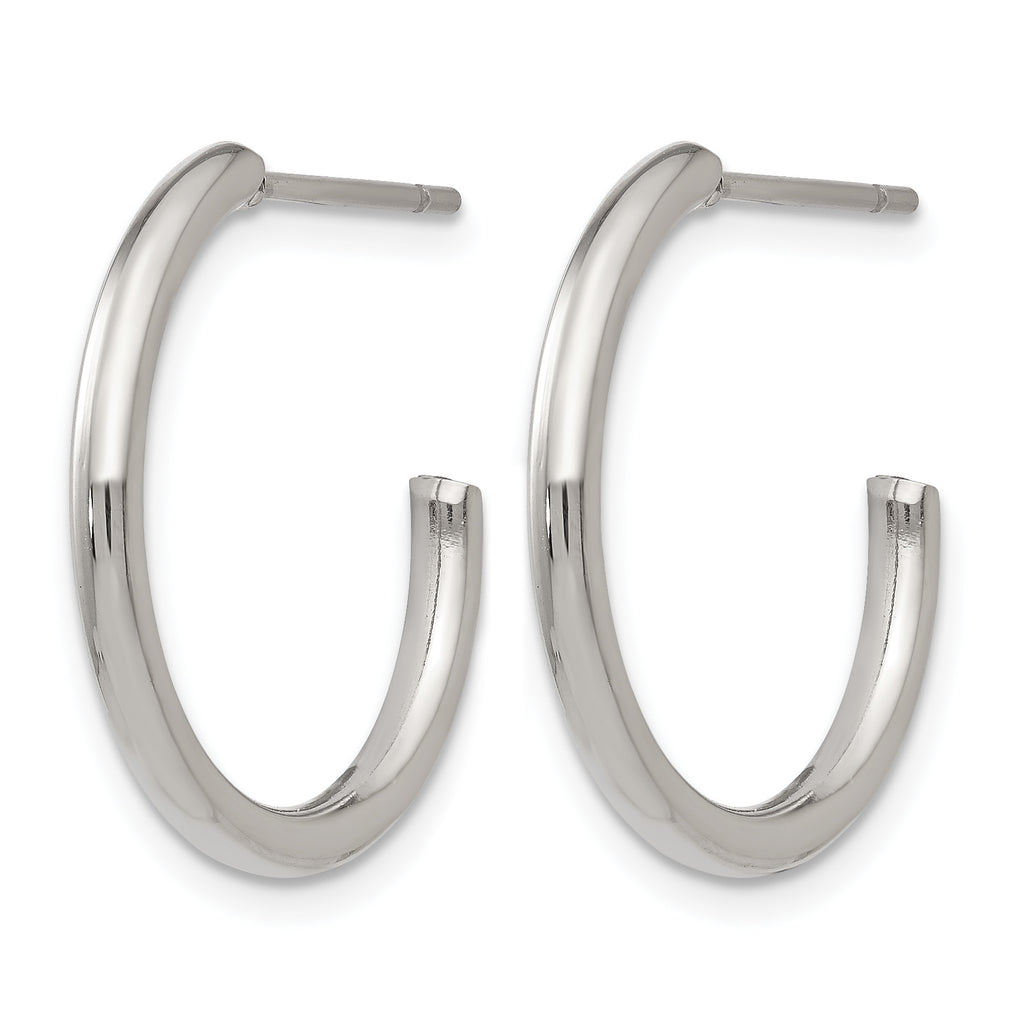 Stainless Steel Polished C-Hoop Earrings for Women