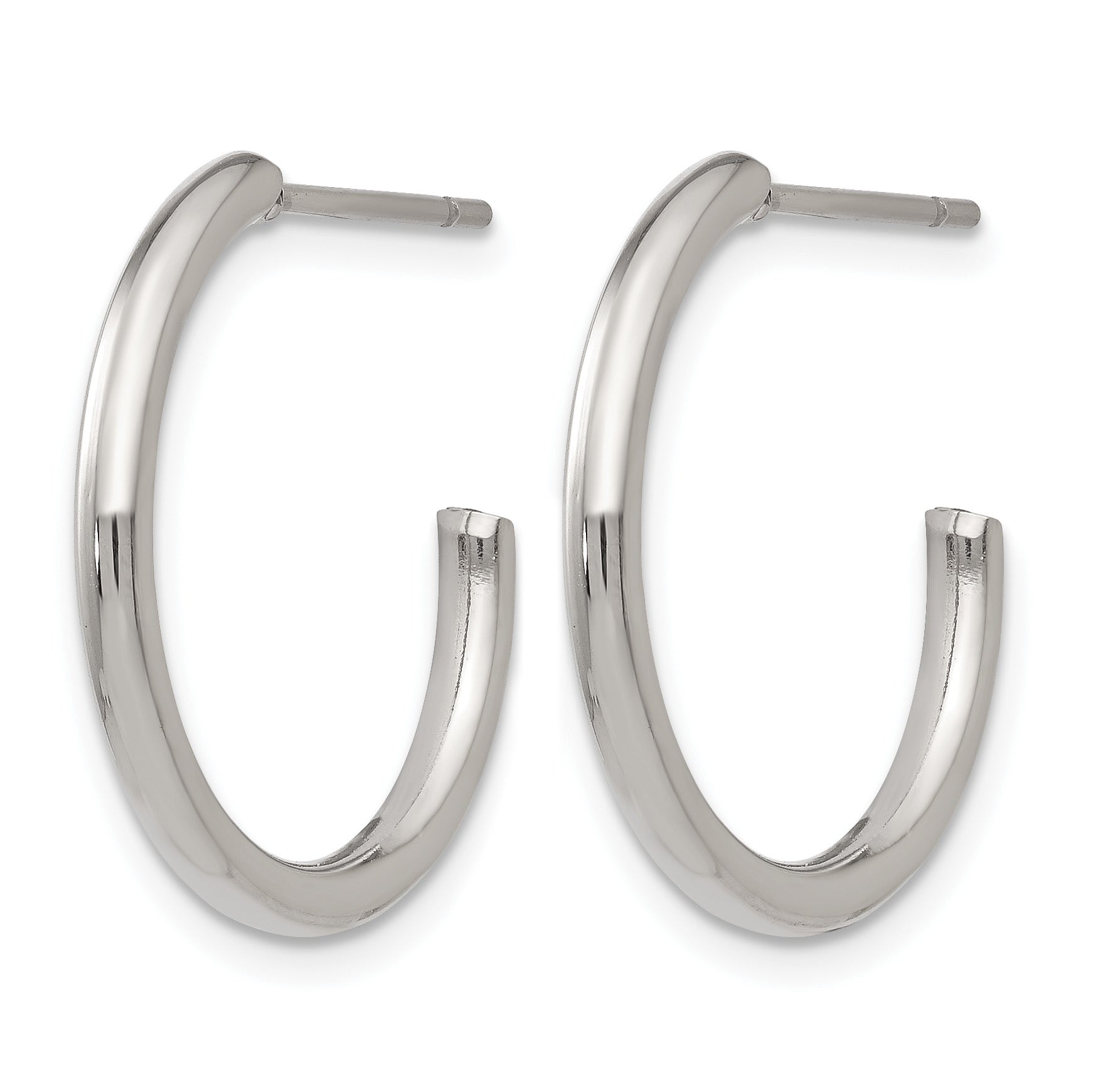 Stainless Steel Polished C-Hoop Earrings for Women