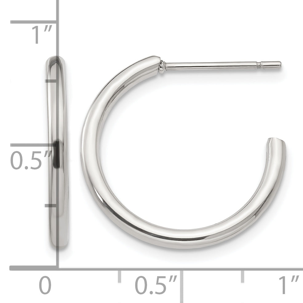 Stainless Steel Polished C-Hoop Earrings for Women