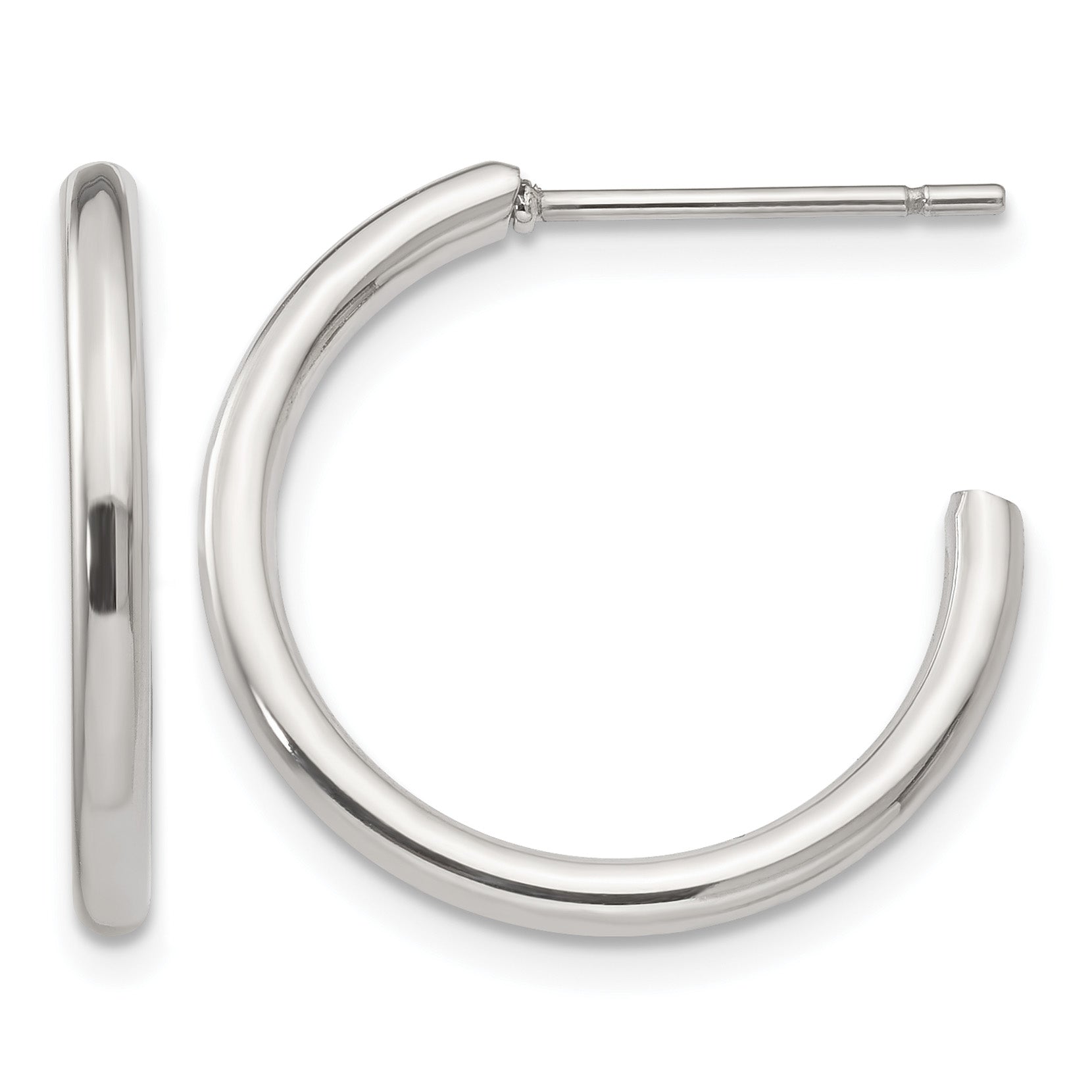 Stainless Steel Polished C-Hoop Earrings for Women Main image