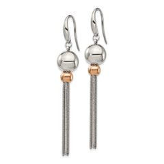 Chisel Stainless Steel Polished Rose IP-plated Shepherd Hook Dangle Earrings