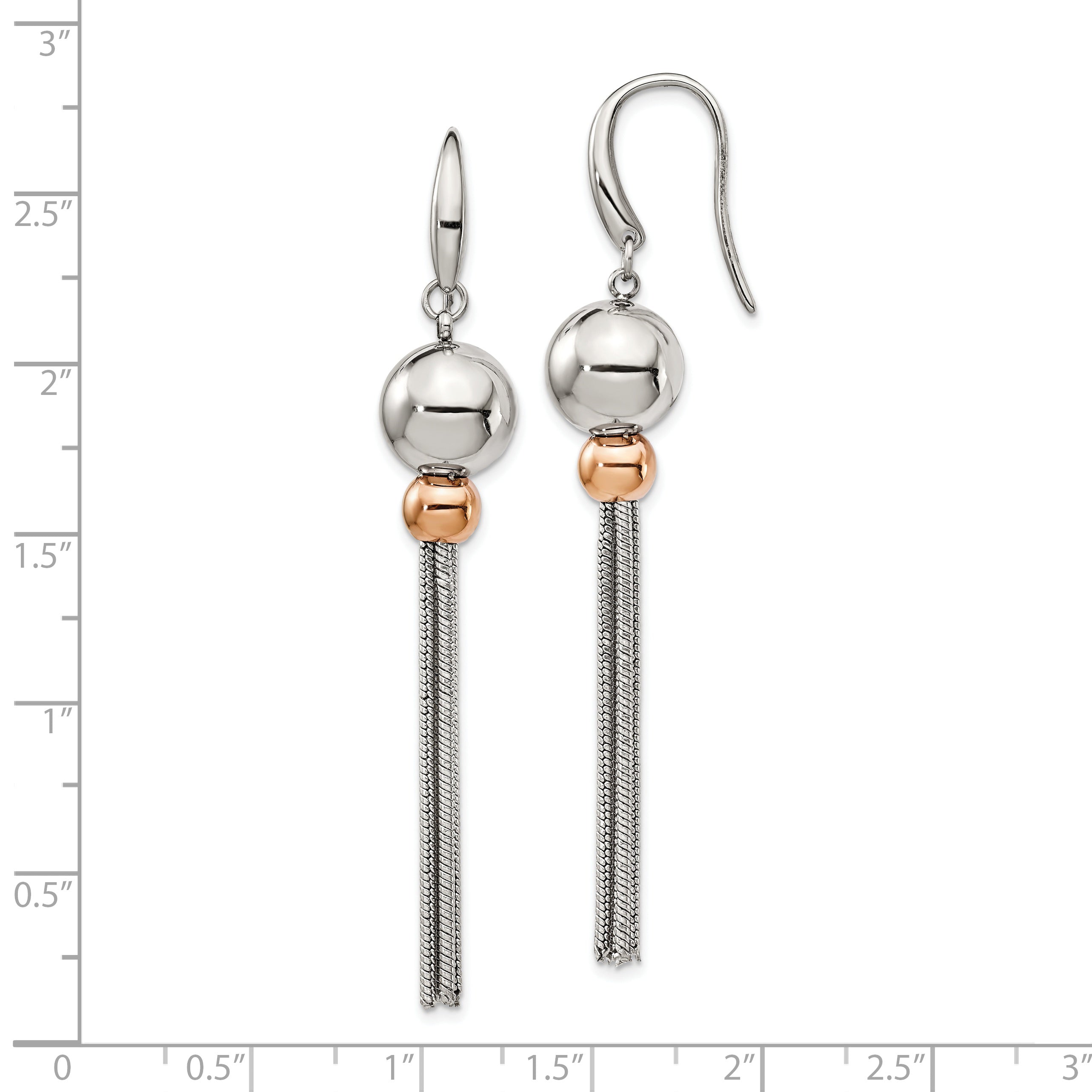 Chisel Stainless Steel Polished Rose IP-plated Shepherd Hook Dangle Earrings