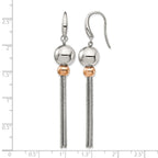 Stainless Steel Rose Gold-Tone Polished Drop Dangle Earrings for Women