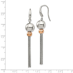 Chisel Stainless Steel Polished Rose IP-plated Shepherd Hook Dangle Earrings
