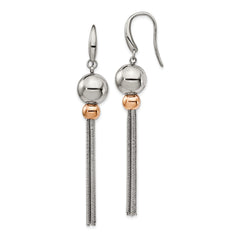 Chisel Stainless Steel Polished Rose IP-plated Shepherd Hook Dangle Earrings