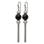 Stainless Steel Black Polished Drop Dangle Earrings for Women
