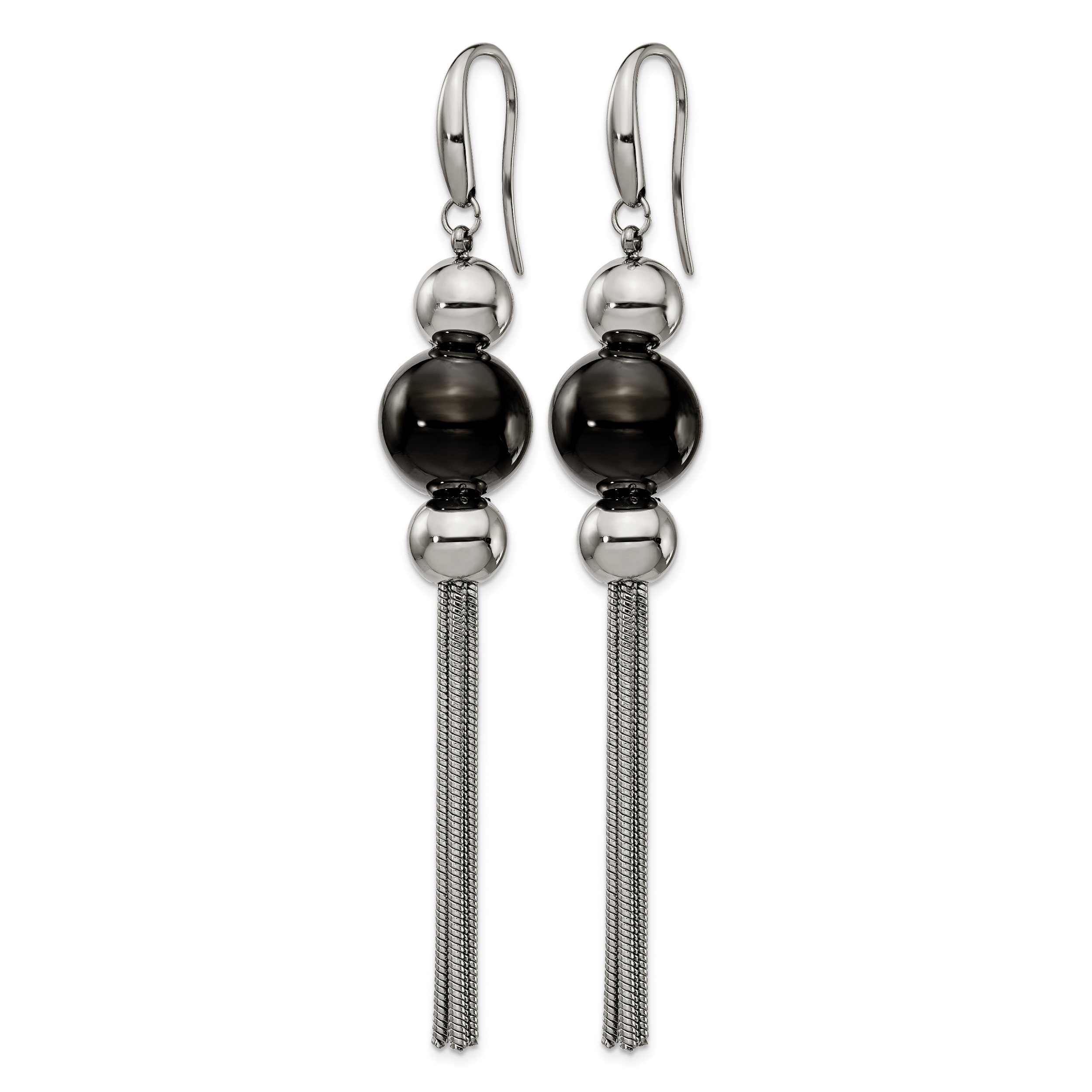 Stainless Steel Black Polished Drop Dangle Earrings for Women