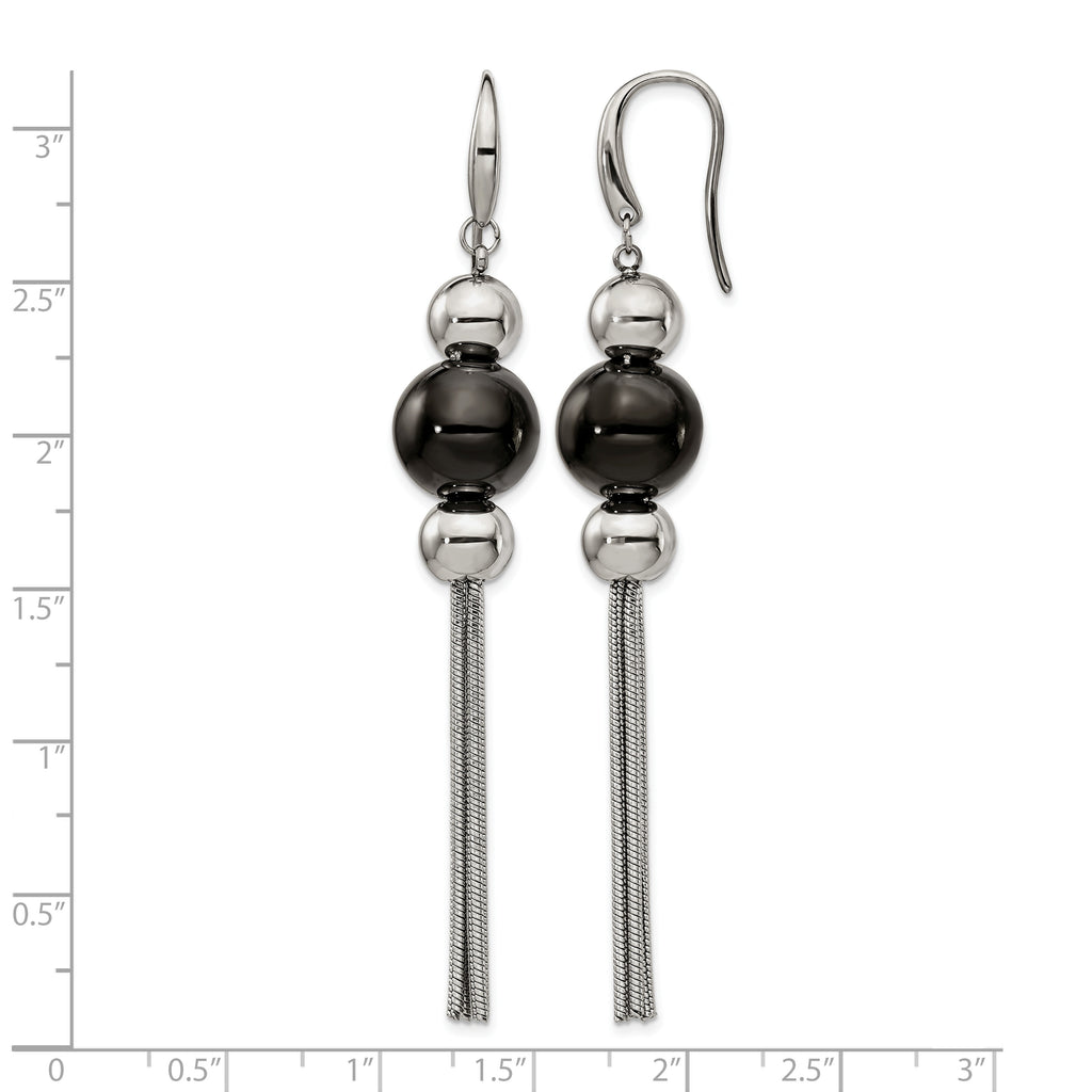 Stainless Steel Black Polished Drop Dangle Earrings for Women