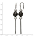 Stainless Steel Black Polished Drop Dangle Earrings for Women