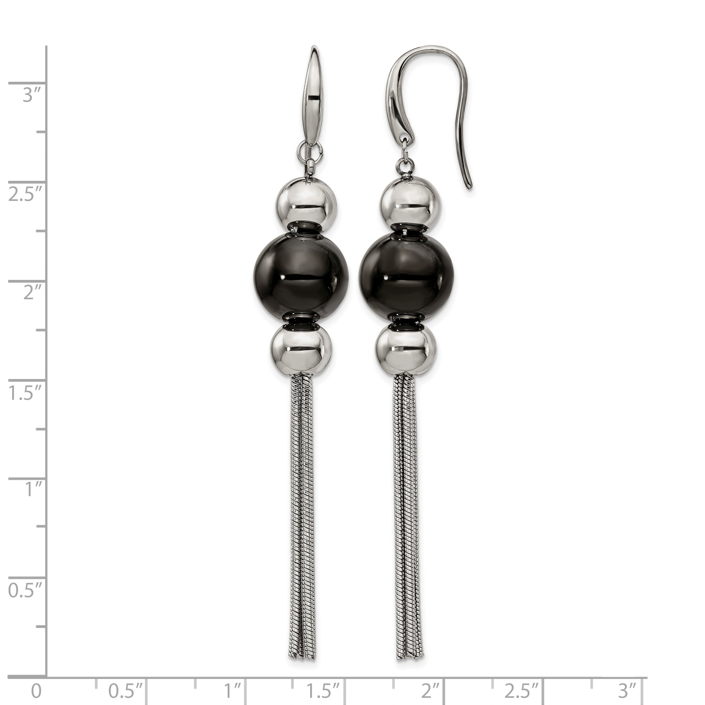 Stainless Steel Black Polished Drop Dangle Earrings for Women