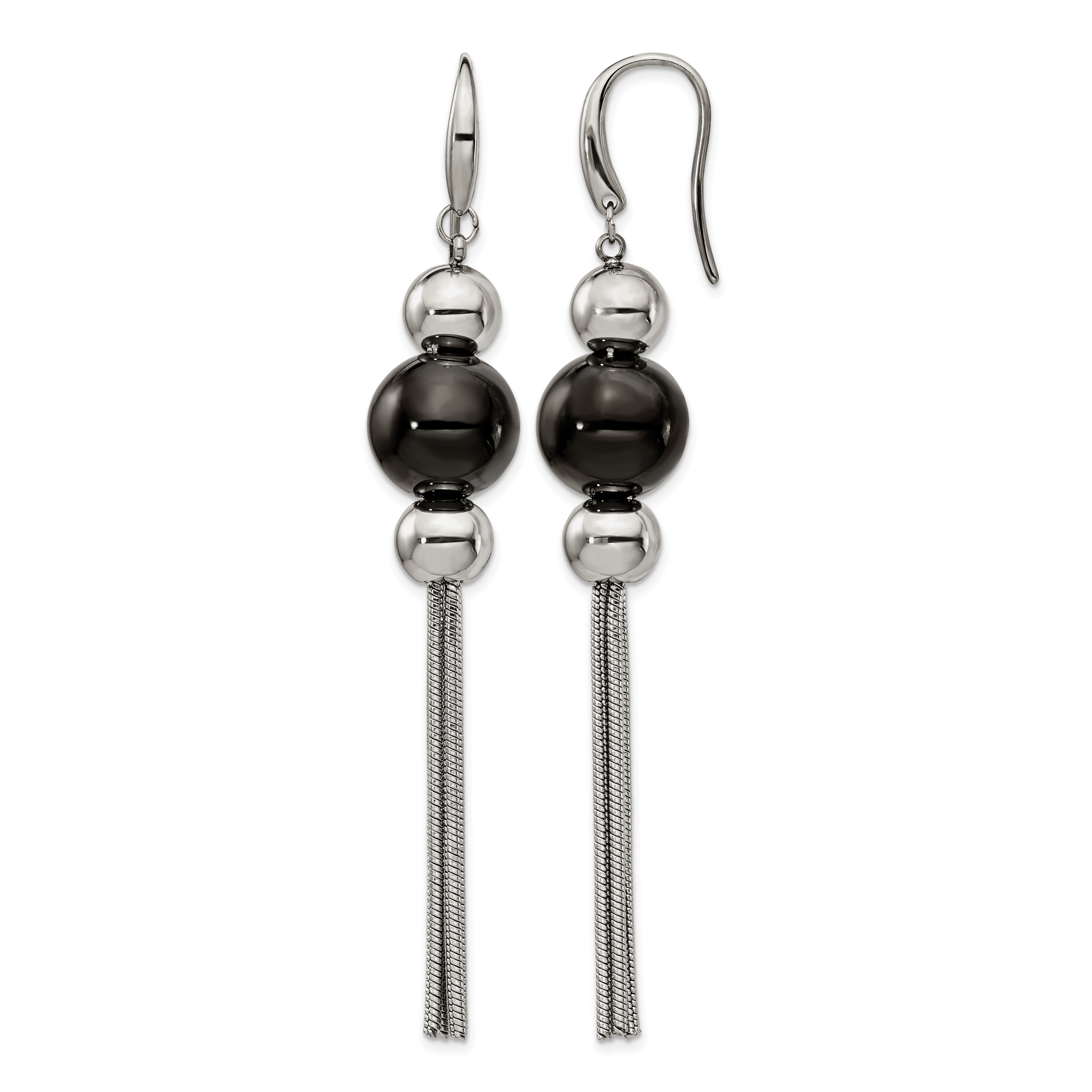 Stainless Steel Black Polished Drop Dangle Earrings for Women Main image