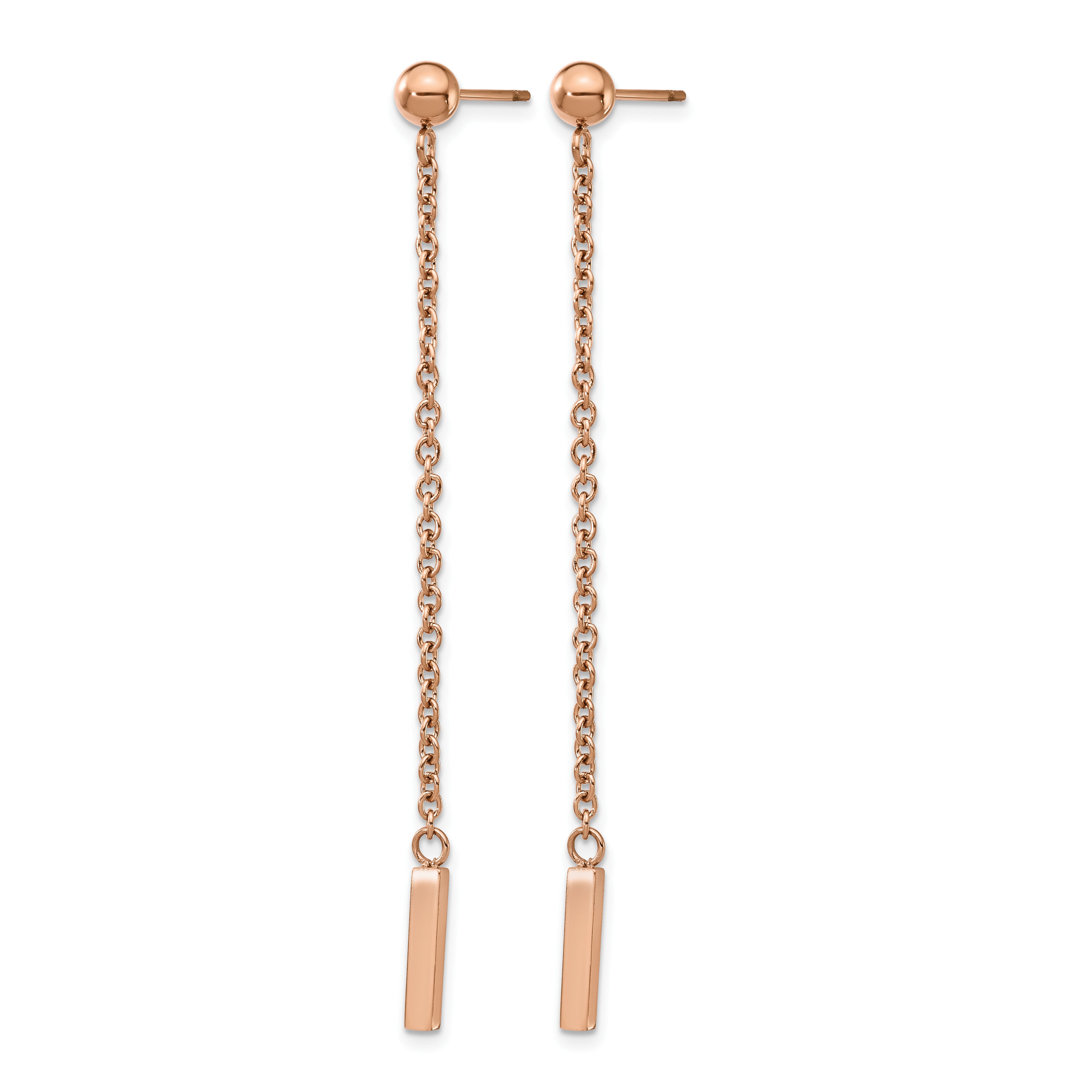 Stainless Steel Rose Gold-Tone Polished Drop Dangle Earrings for Women Secondary image