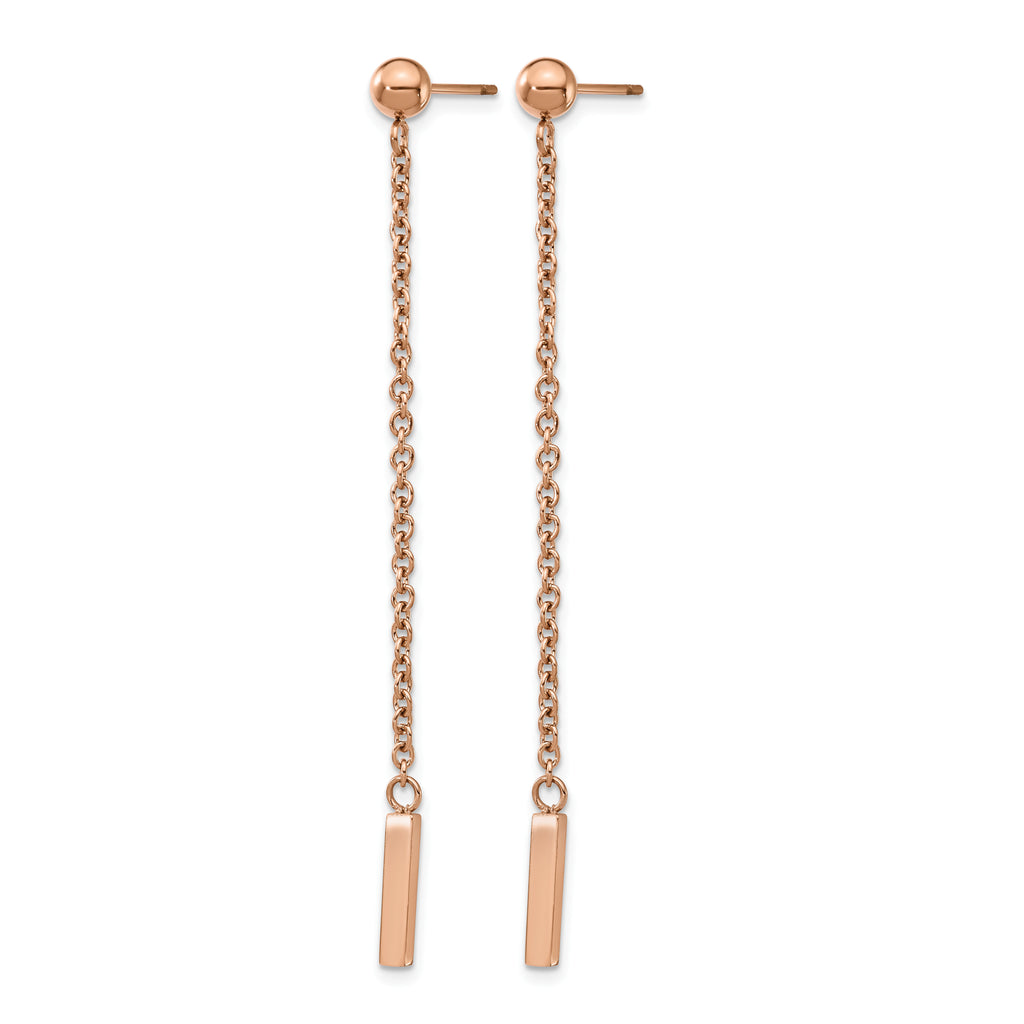 Stainless Steel Rose Gold-Tone Polished Drop Dangle Earrings for Women