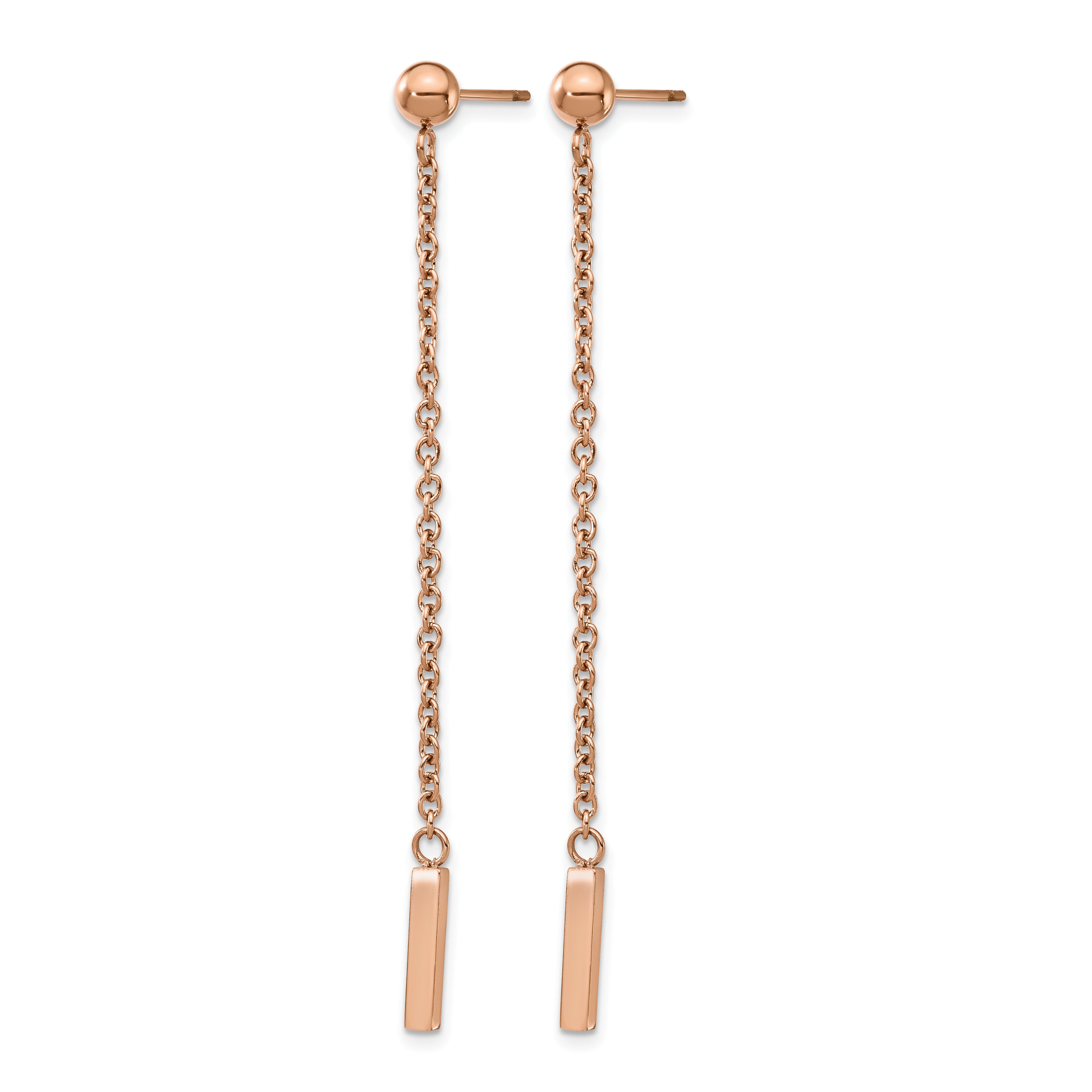 Stainless Steel Rose Gold-Tone Polished Drop Dangle Earrings for Women