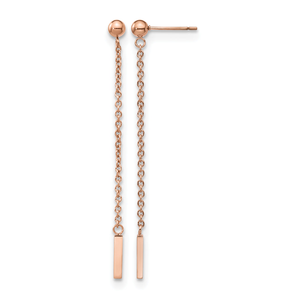 Stainless Steel Rose Gold-Tone Polished Drop Dangle Earrings for Women