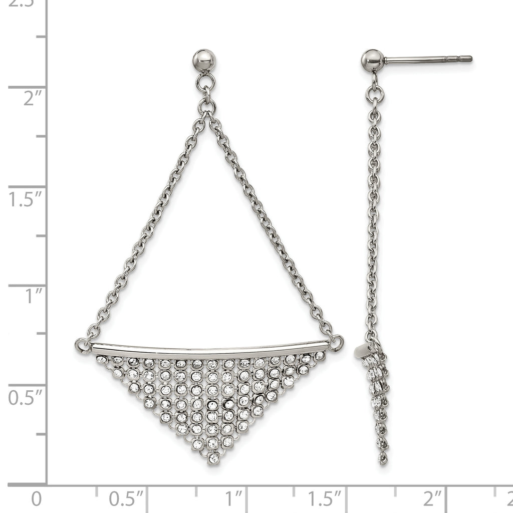 Stainless Steel Polished Crystal Drop Dangle Earrings for Women