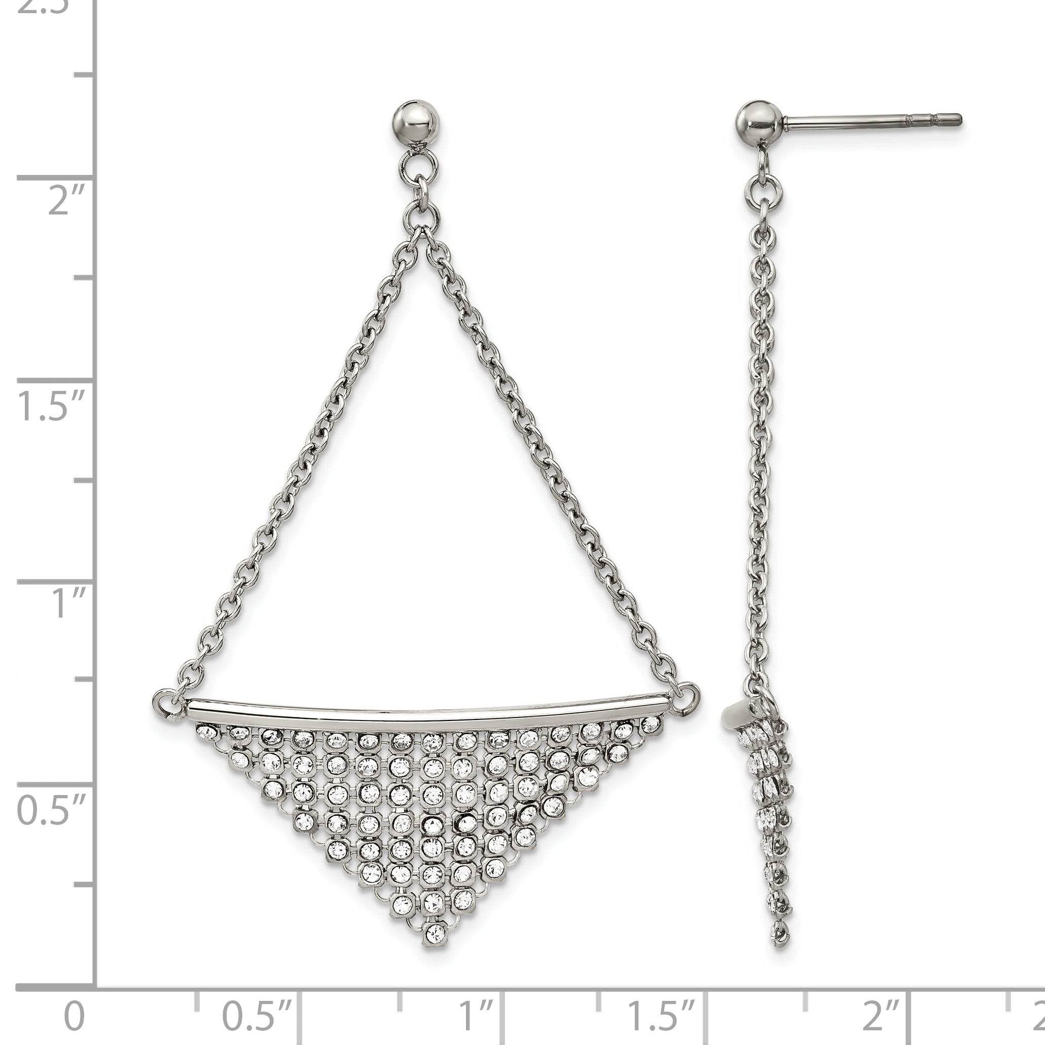 Stainless Steel Polished Crystal Drop Dangle Earrings for Women
