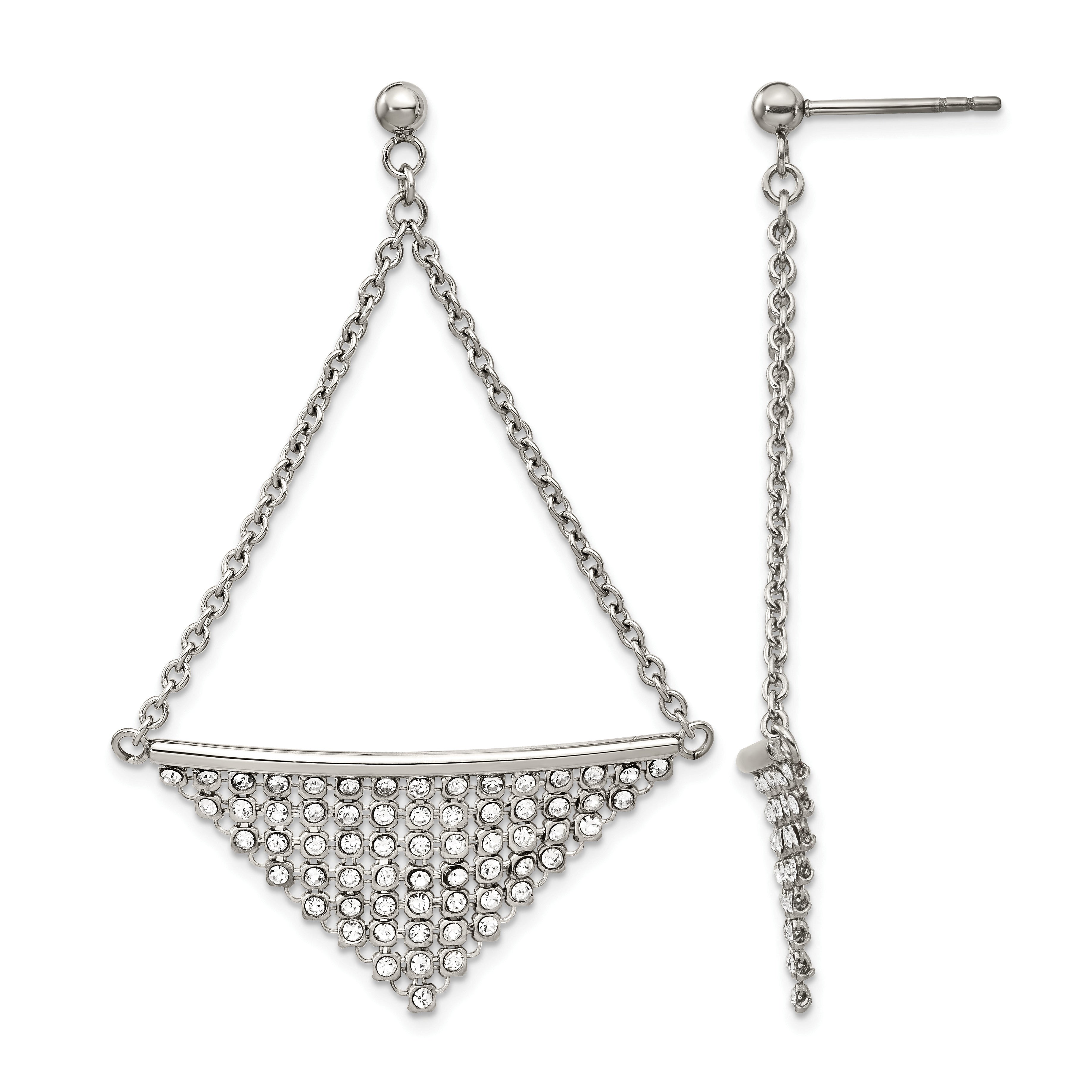 Stainless Steel Polished Crystal Drop Dangle Earrings for Women Main image
