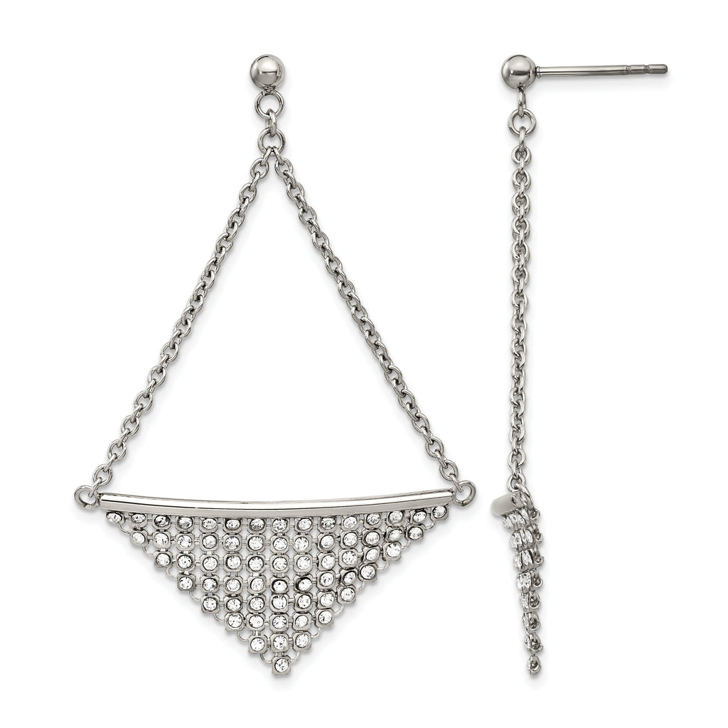 Stainless Steel Polished Crystal Drop Dangle Earrings for Women