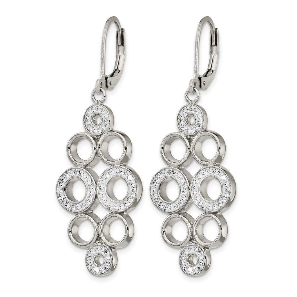 Stainless Steel Polished Crystal Drop Dangle Earrings for Women