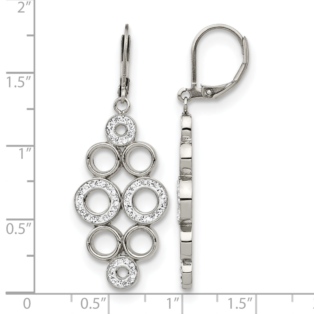 Stainless Steel Polished Crystal Drop Dangle Earrings for Women