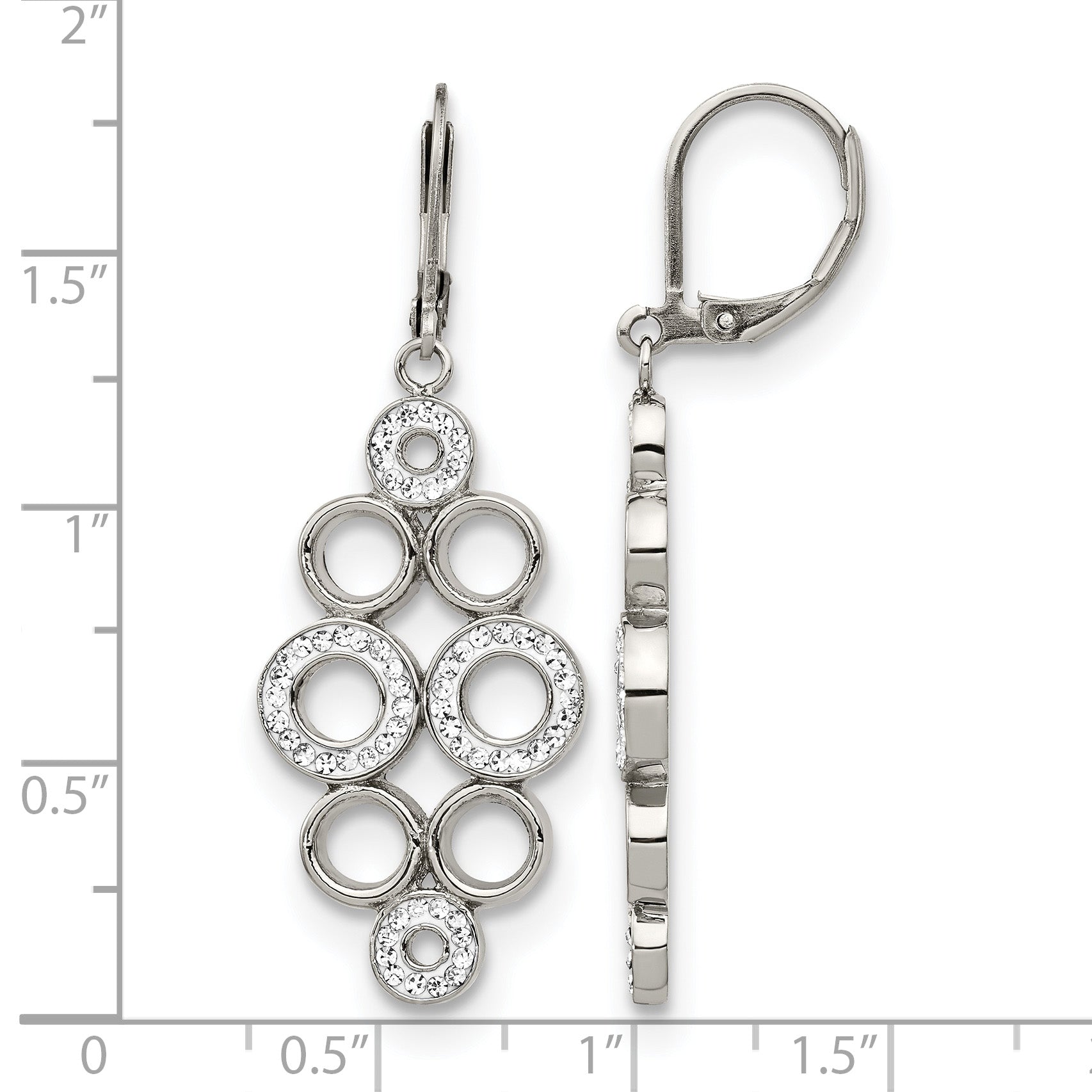 Stainless Steel Polished Crystal Drop Dangle Earrings for Women