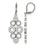 Stainless Steel Polished Crystal Drop Dangle Earrings for Women