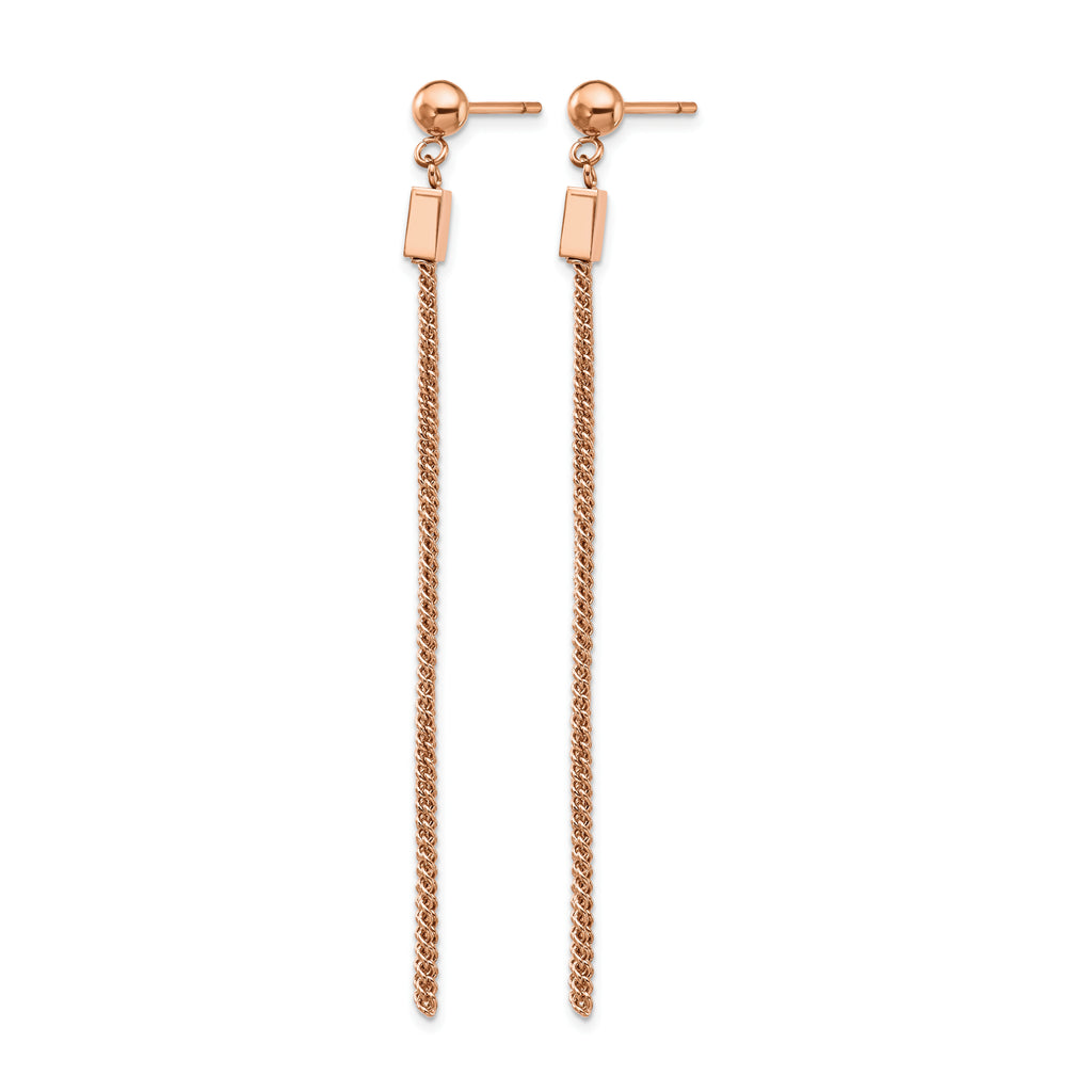 Stainless Steel Rose Gold-Tone Polished Square Drop Dangle Earrings for Women
