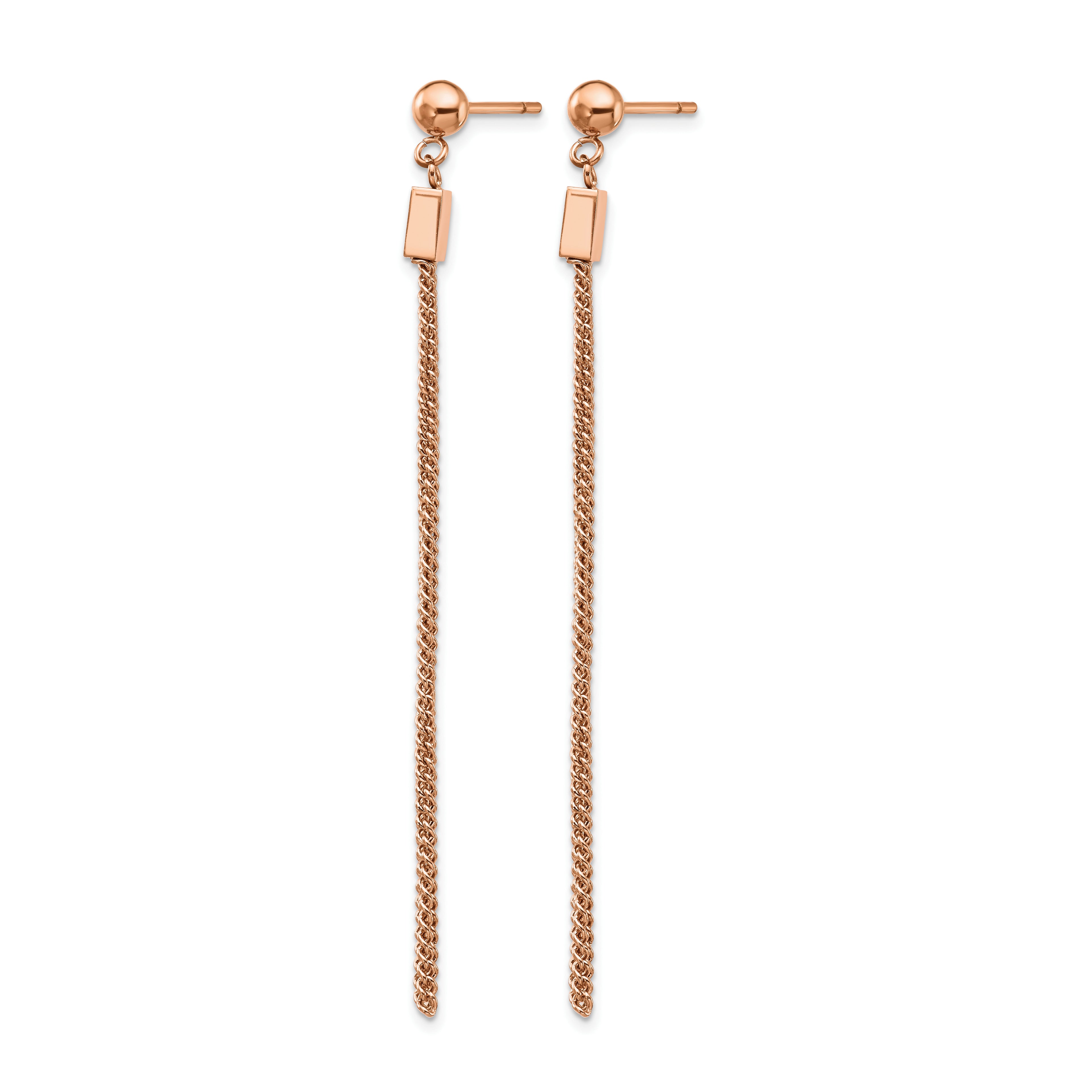 Stainless Steel Rose Gold-Tone Polished Square Drop Dangle Earrings for Women