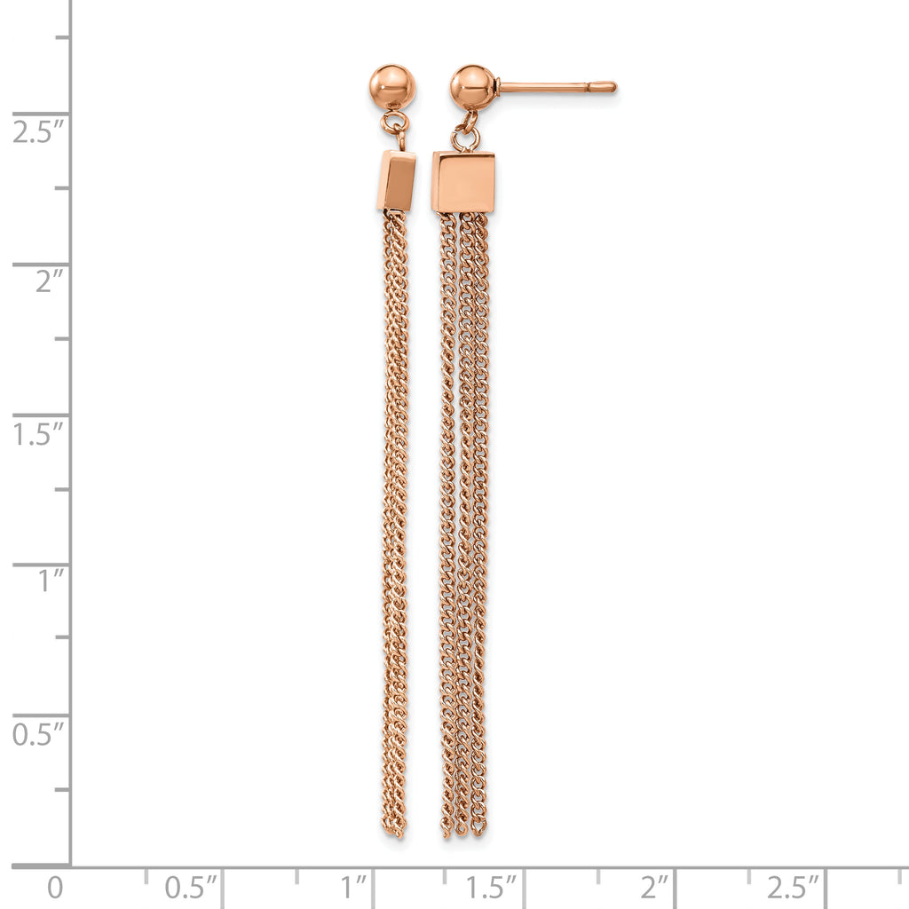 Stainless Steel Rose Gold-Tone Polished Square Drop Dangle Earrings for Women