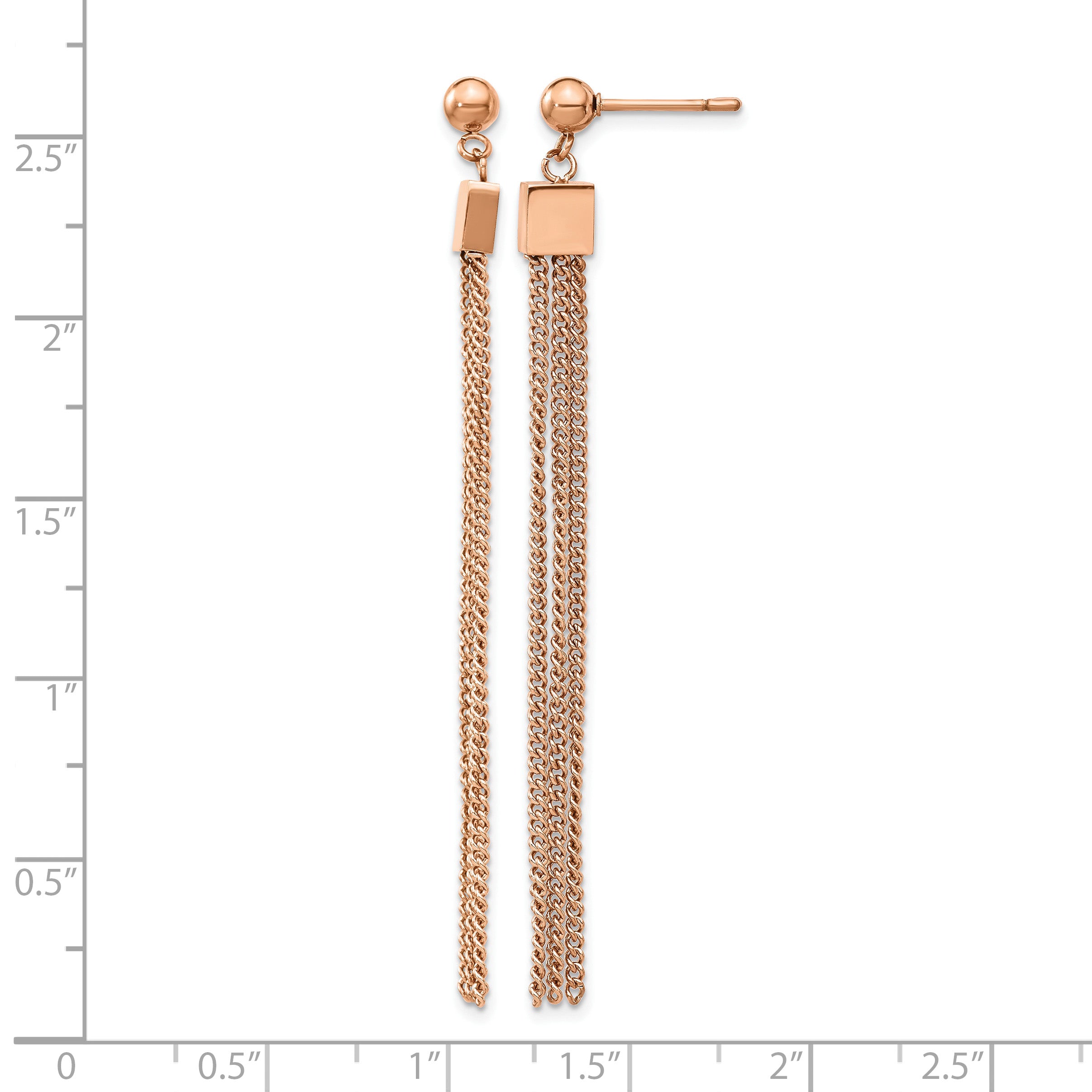 Stainless Steel Rose Gold-Tone Polished Square Drop Dangle Earrings for Women