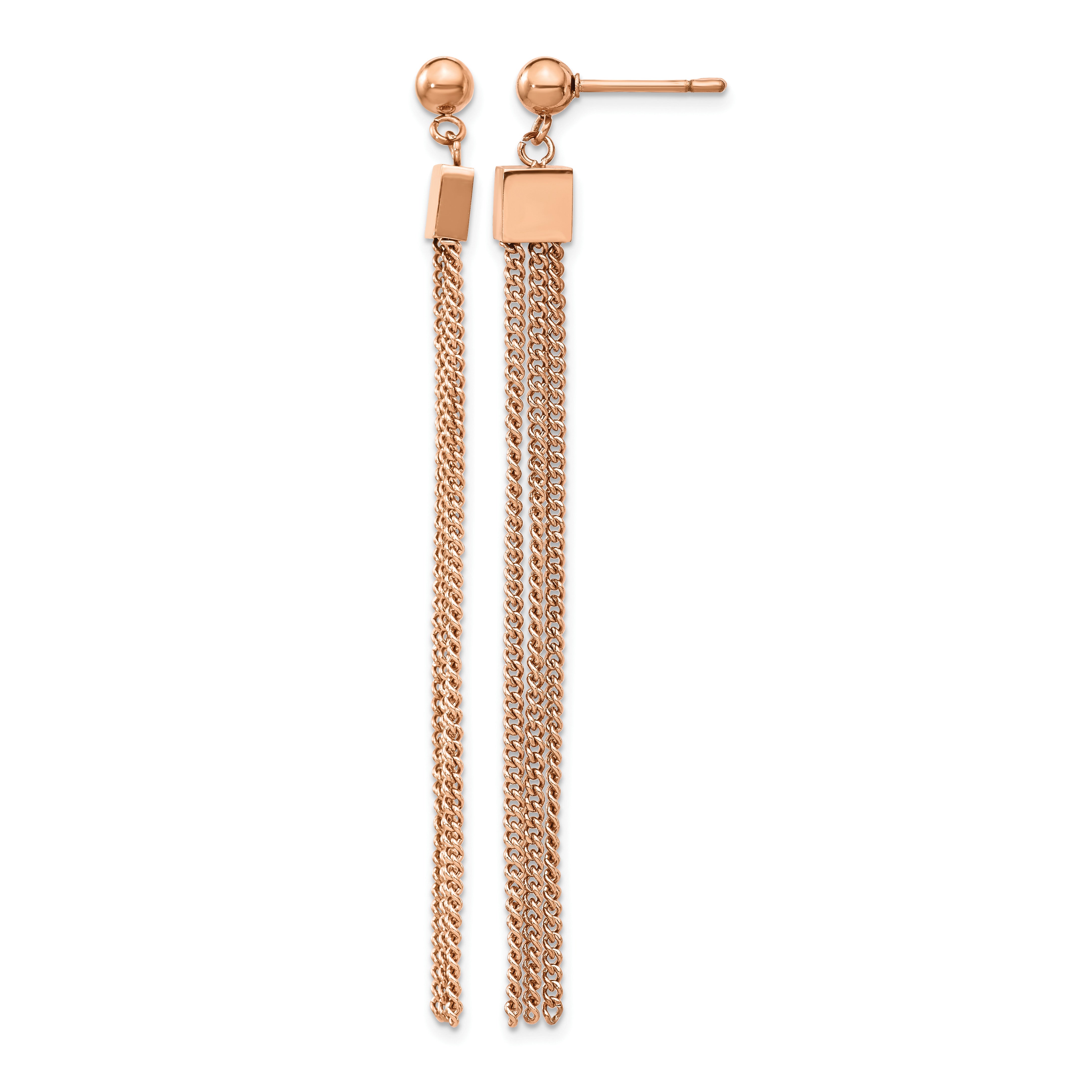 Stainless Steel Rose Gold-Tone Polished Square Drop Dangle Earrings for Women Main image