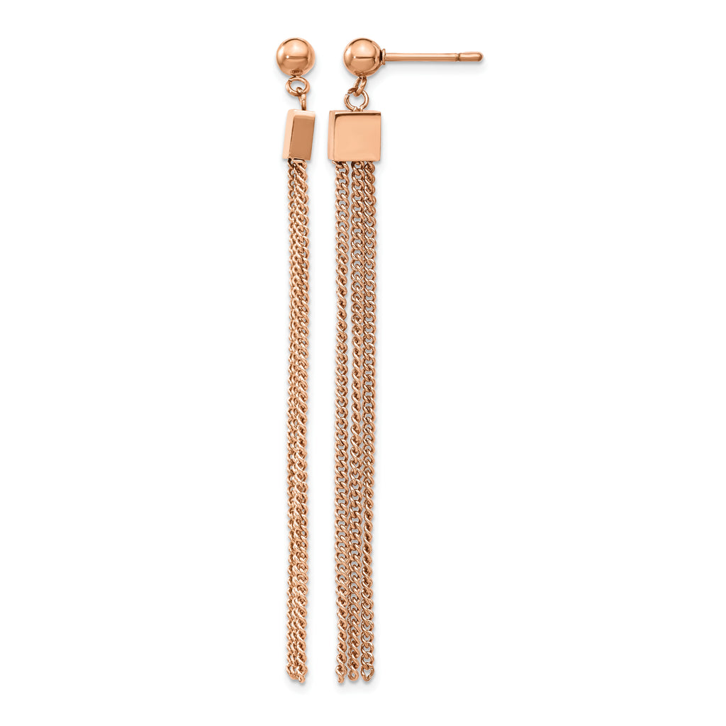 Stainless Steel Rose Gold-Tone Polished Square Drop Dangle Earrings for Women